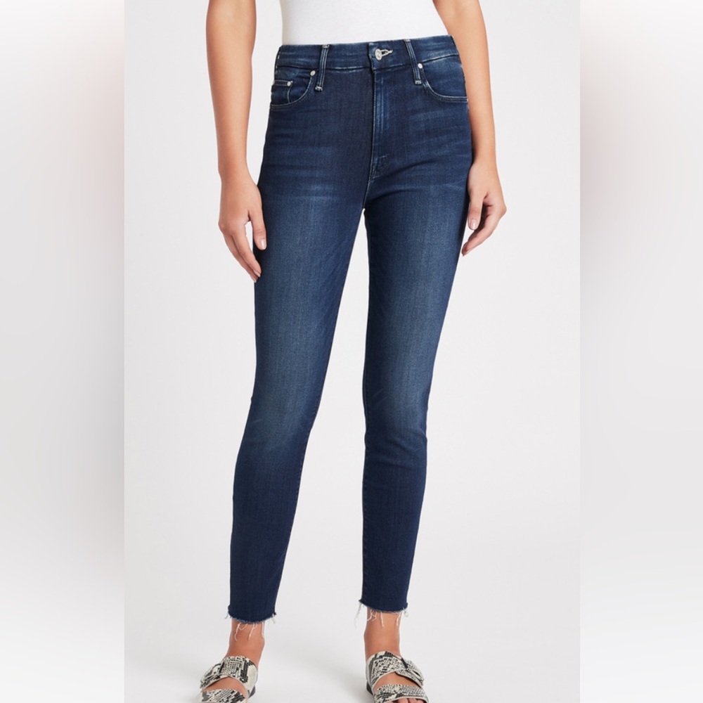 Mother High Waisted Looker Ankle Fray Jeans